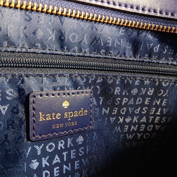 Kate Spade Bleecker Large Zip-Top Tote in Leather (Parisian Navy) - Picture 11 of 13